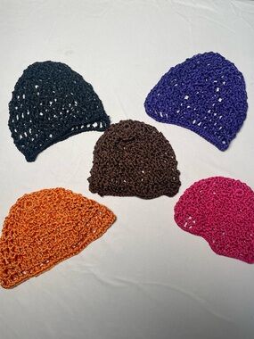 5 Pcs Women Soft Rayon Snood Hat Hair Net Crocheted Hair Net Cap Mix Colors